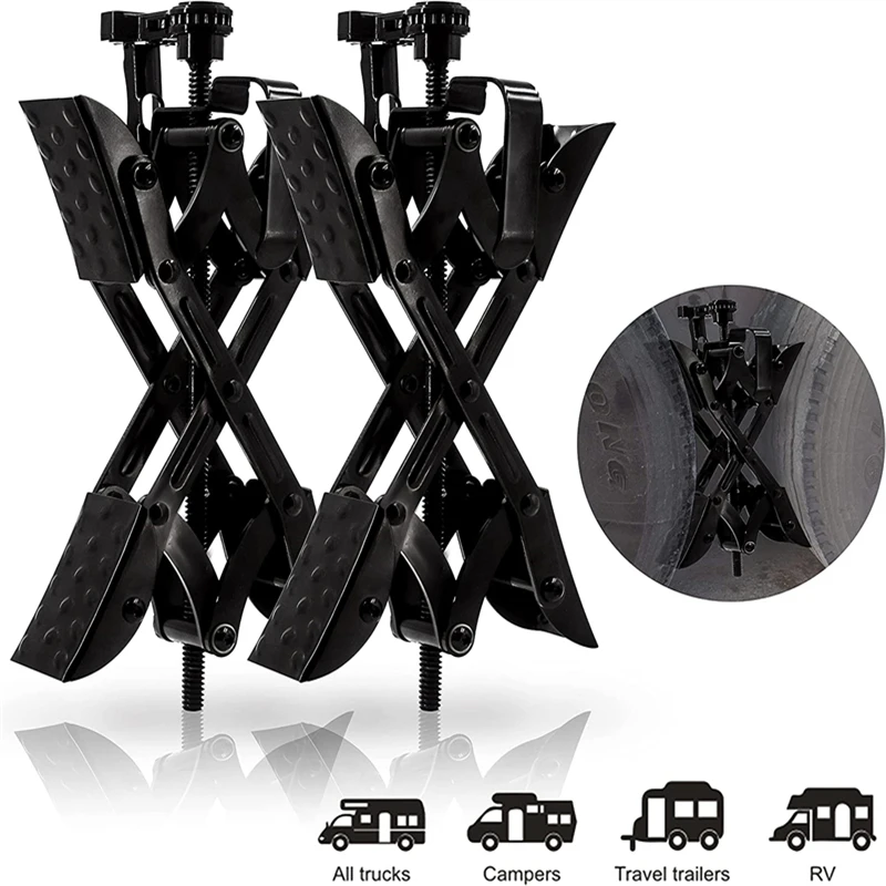 

2021 New 2 Pcs X-Chock Wheel Stabilizer Fit For All Trucks and Campers Travel Trailers RV Faster Open With Integrated Wrench