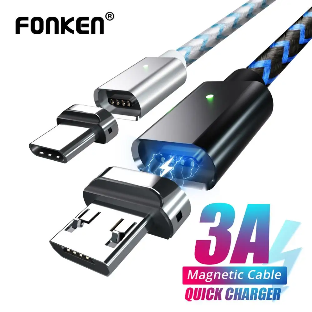 Магнитный кабель USB C Micro Usbc для телефона быстрой зарядки 3 А шнур Android мобильный