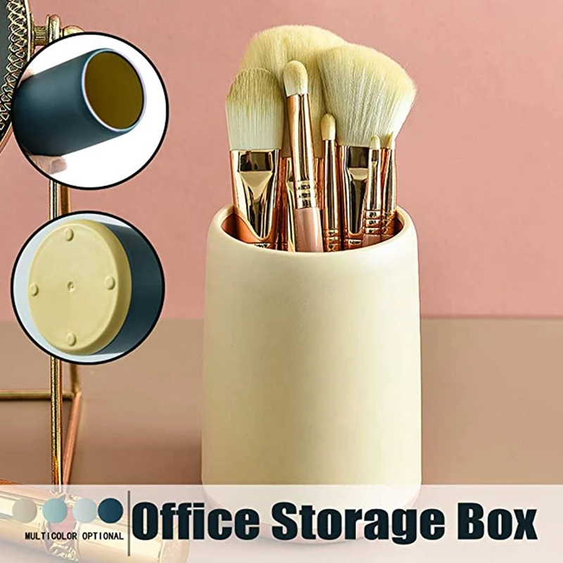 

HOT-Fashion Creative Desk Stationery Storage Box Pen Holder Lady Makeup Brush Hit Color Storage Bucket