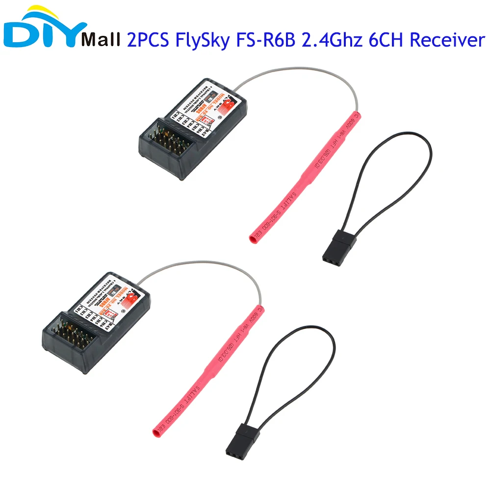

2PCS FlySky FS FS-R6B 2.4Ghz 6CH 6 Channel Receiver Radio Model Transmitter Remote Control For RC Car FS-TH9X i6 i10 T6 CT6B