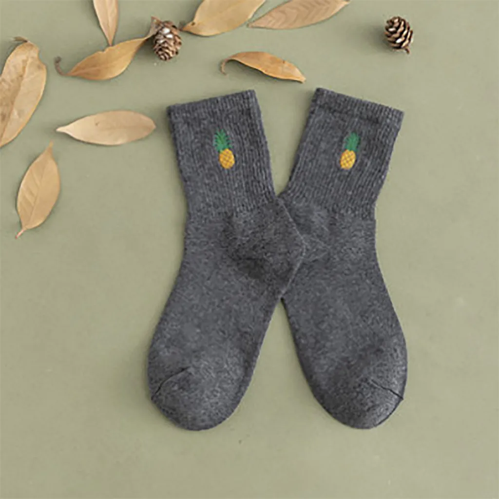 Харадзюку модные женские Ретро Чулки с вышивкой в виде ананаса осенне-зимние