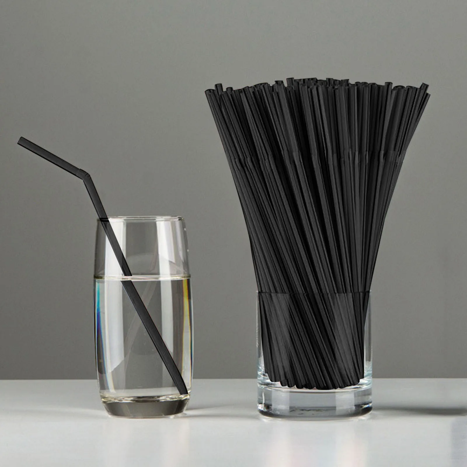 

1000pcs/Set Black Cocktail Straws Black Plastic Straw For Birthday Event Wedding Straws Home Supplies Drinking Decorative Party