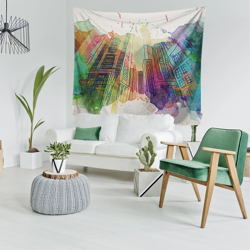 Пейзаж лесной Декор пляжная чернильная Живопись Настенный Ковер домашний декор