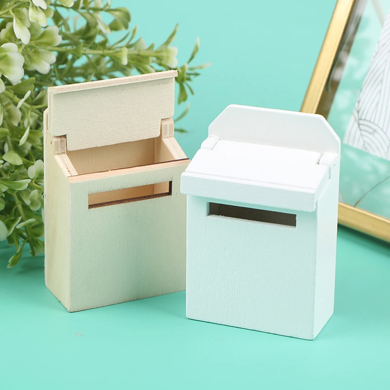 1Pc 1/12 Scale Dollhouse Wooden Mailbox With Decal Miniature for Fairy Garden Door Decor Kids Furniture Toys | Игрушки и хобби