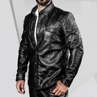 Первый 2021 мужские Слои из воловьей кожи; Рубашка; Сезон весна-осень; В байкерском стиле из натуральной кожи; Повседневная рубашка