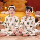 Детский Пижамный комплект для мальчиков и девочек, мультяшная одежда для сна, зимняя Фланелевая пижама, домашняя одежда для детей, одежда для сна, комплекты одежды для подростков