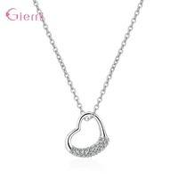 genuine silver 925 jewelry heart pattern pendant chain necklace for women fine wedding engagement jewelry accessory
