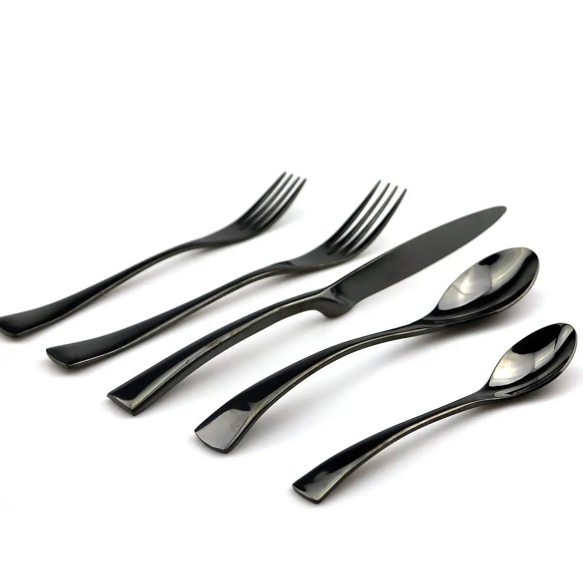 5 шт./компл. блестящее зеркало черный нож вилка ложка столовые приборы набор 18/10