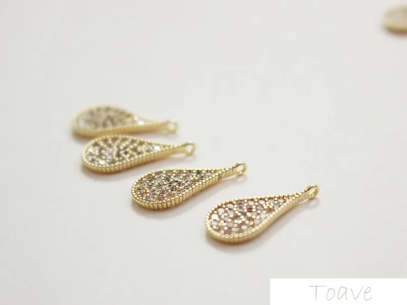 

1pcs Water Drop Copper Inlaid with Zircon Pendant Handmade DIY Ear Stud Bracelet Material Accessories