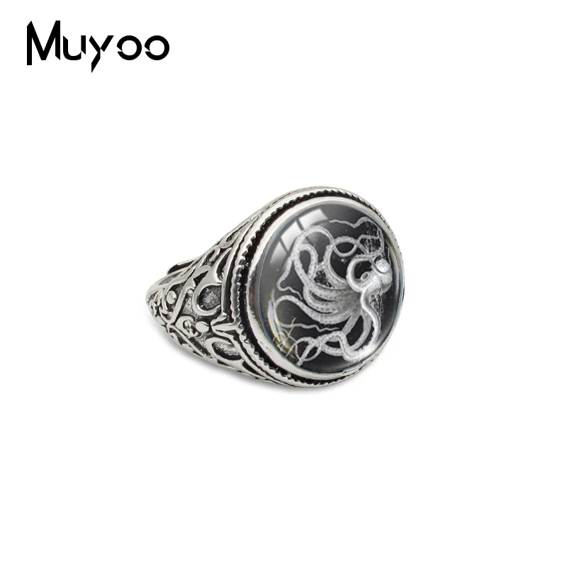 2 Новое поступление Cthulhu символ серьги винтажные кольца ручной работы ювелирные изделия стимпанк террор Осьминог антикварные сплавные кольца - Цвет основного камня: 2
