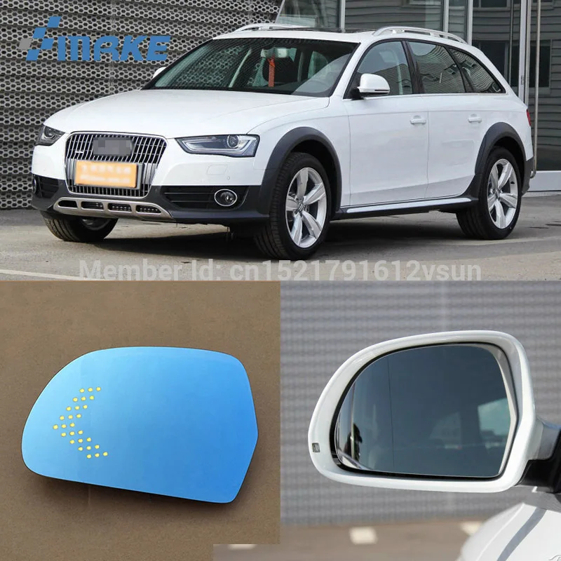 SmRKE 2 шт. для зеркала заднего вида Audi A4/A5 синие очки широкоугольные светодиодные