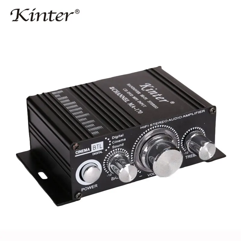 Black without adapte Kinter мини аудио усилитель для динамика 2 канала MA-170 домашние мотоциклетные Автомобильные усилители стерео звук DC12V кабель питания - Цвет: Black without adapte