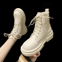 2021 new womens ankle boots winter round toe zipper lace thick soled fashion shoes non slip chelsea boots botines de mujer