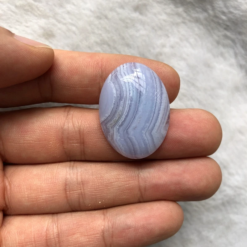 

Wholesale 1pcs Natural Blue Lace Agate Chalcedony Bead Cabochon 22x30mm Oval Gemstone Cabochon Ring Face Pendant