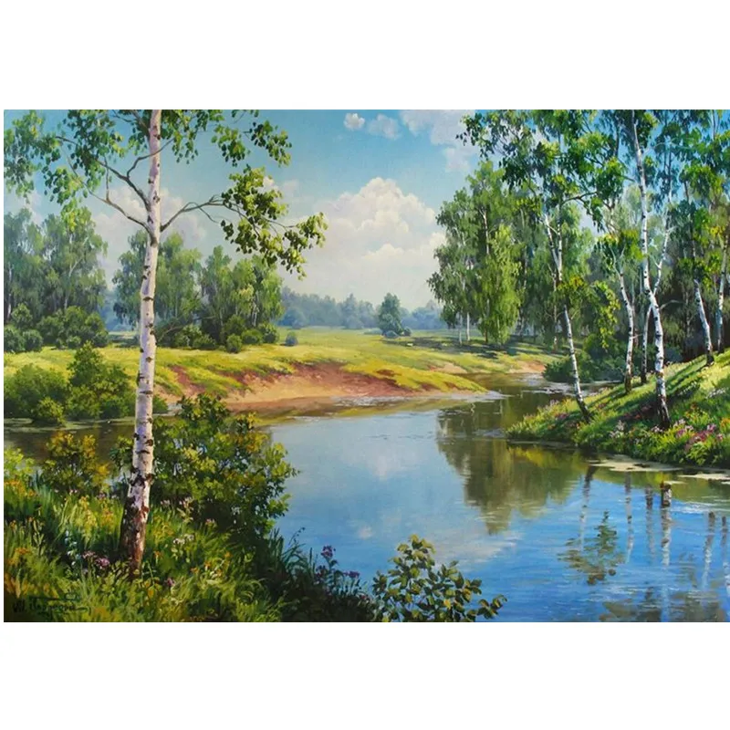 Полностью круглая алмазная живопись вышивка картина Стразы для продажи пейзаж
