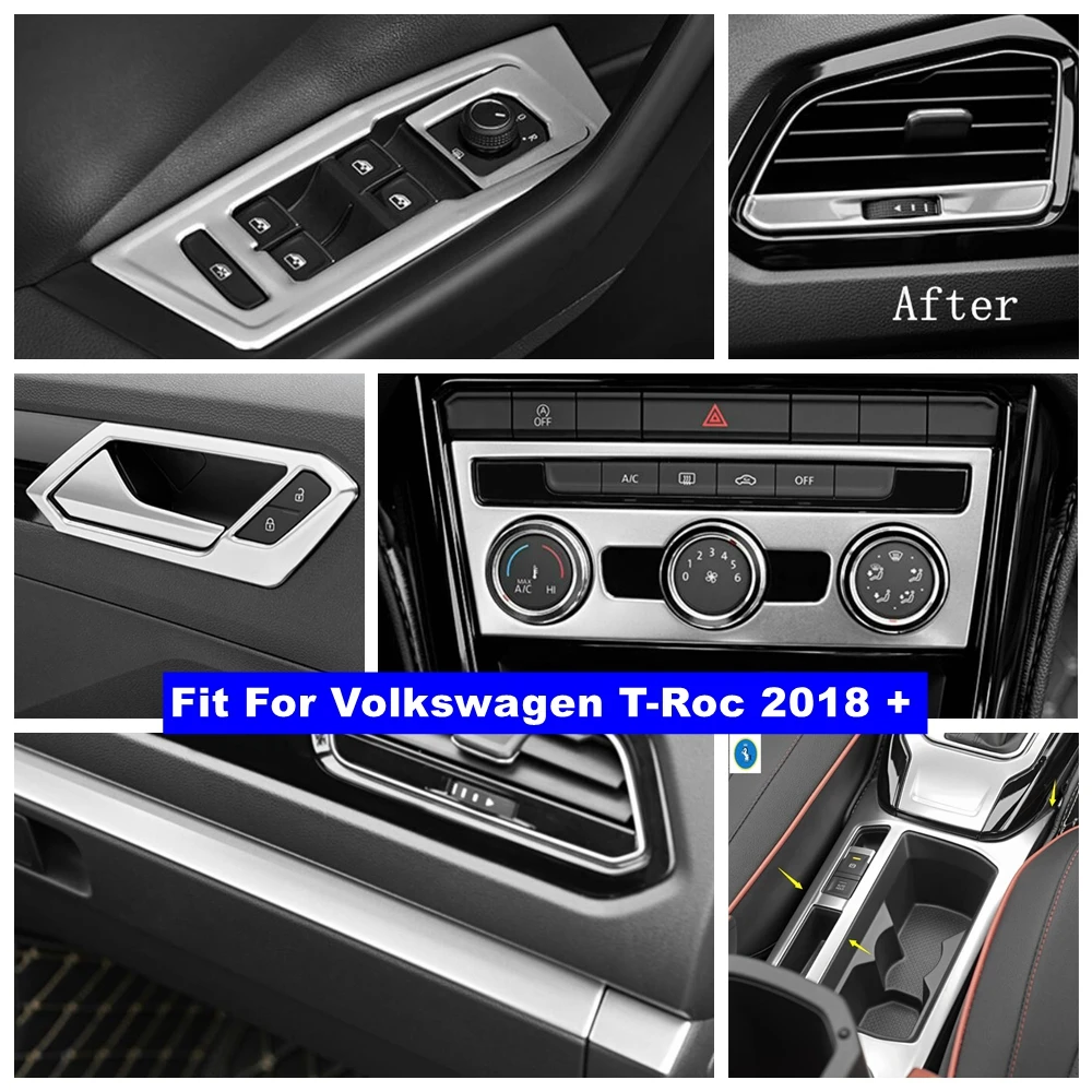 

Air AC Cup Holder Lift Button Control Panel Cover Trim For Volkswagen T-Roc T Roc 2018 - 2020 Silver Interior Accessories Parts