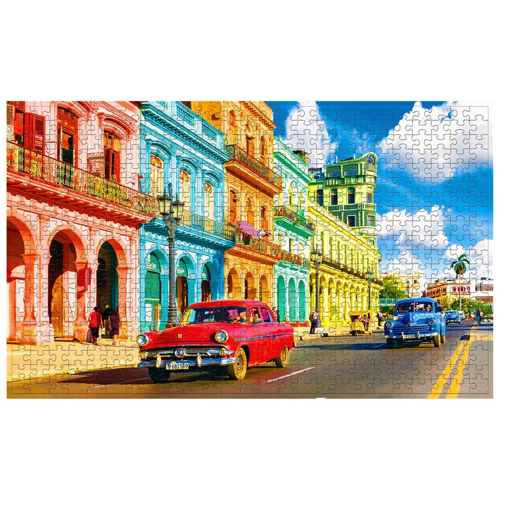 

HIINST 500PCS Europe Street Car Building Block Wooden Jigsaw Puzzles Toys Each Pieces Unique Shape Adults Game