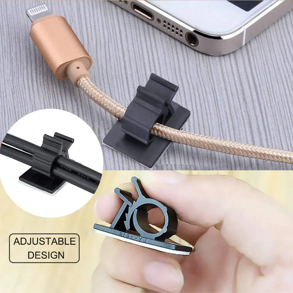 10PCS Self-adhesive Cable Organizer Clips Adjustable Desk Wire Tie Fixed Clamp Line USB Management Holder Home office Car | Электроника