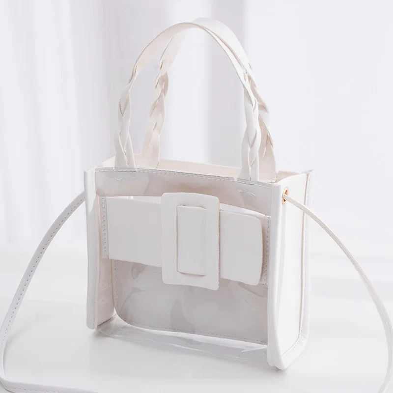

Design Luxury Handbag Women Transparent Bucket Bag Clear Pvc Jelly Small Shoulder Bag Female Chain Crossbody Messenger Bags