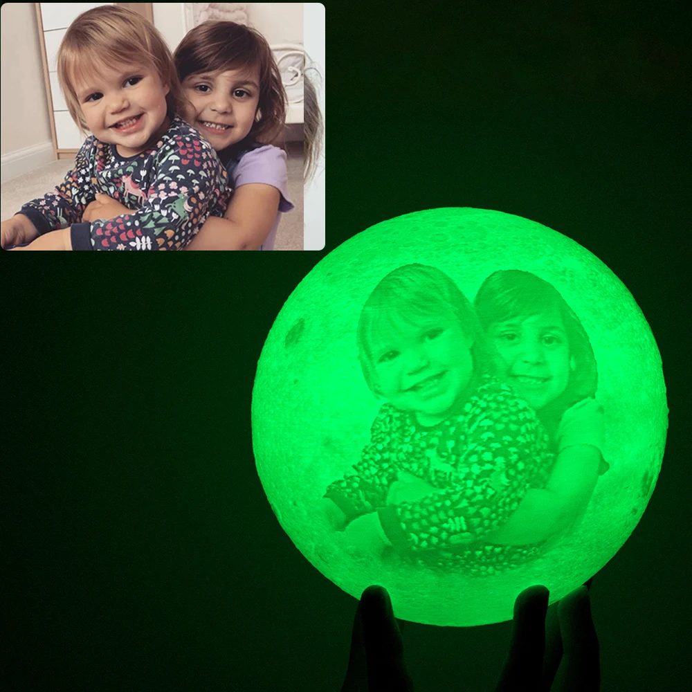 Customized Photo Moon Lamp Personalized Kids Wife's Gifts Night Light USB Charging Tap Control  2/3 Colors Lunar Light red night light