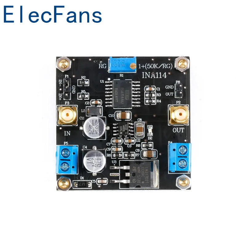 Плата усилителя приборов INA114 1000 дюйма Регулируемый одиночный источник питания