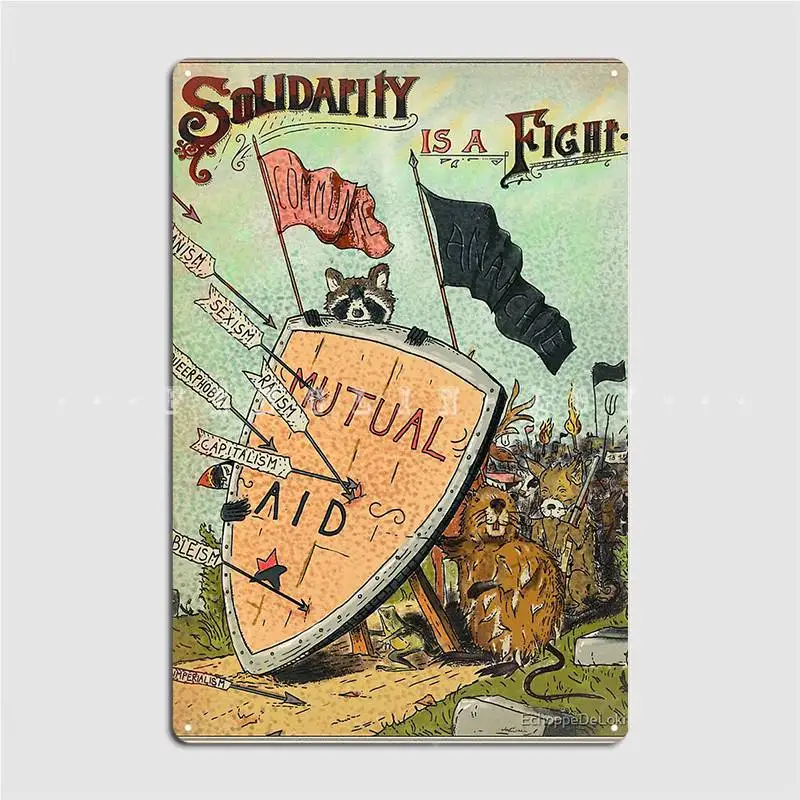 

Металлический плакат «Солидарность-это борьба, взаимная помощь», анархия, металлический плакат, кинотеатр, гостиная, бар, картина, жестяной ...