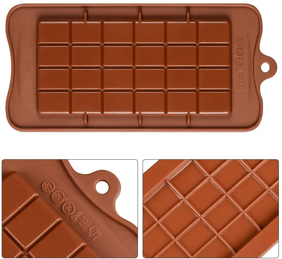 

SILIKOLOVE 2pcs/Lot Silicone Break Apart Chocolate Molds - Candy Protein and Engery Chocolate Bar Silicone Mold