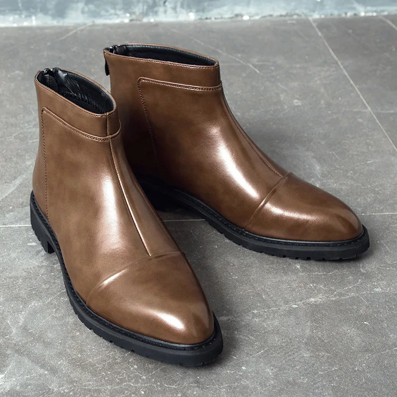 Мужские ботинки с острым носком в британском стиле Классические свадебные Осень