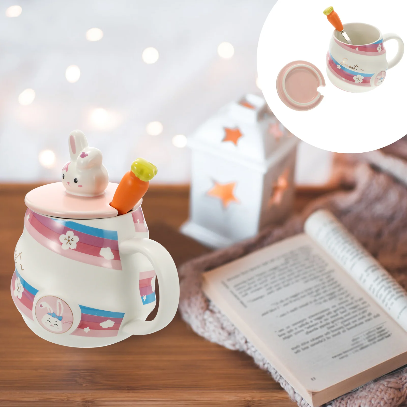 

Beautiful Ceramic Coffee Mug Lovely Cartoon Bunny Shape Cups for Home (Colorful)