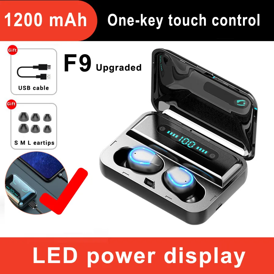 F9 touch control TWS 5,0 Bluetooth наушники беспроводные наушники HIFI 8D бас стерео гарнитура громкой связи бинауральные звонки беспроводные наушники - Цвет: F9 touch control