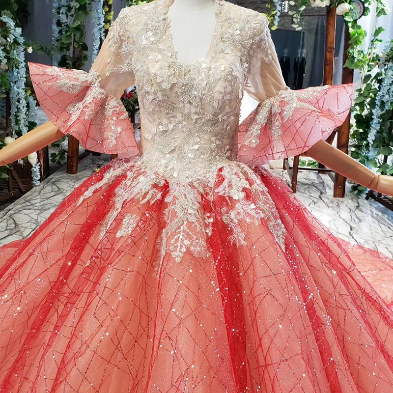 Вечернее платье HTL743 с длинным рукавом бальное блестками вечернее большого