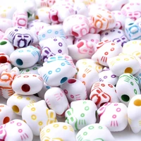 50pcs white mixed cartoon cute cat shape acrylic beads big hole loose beads for jewelry diy necklace bracelet making supplies