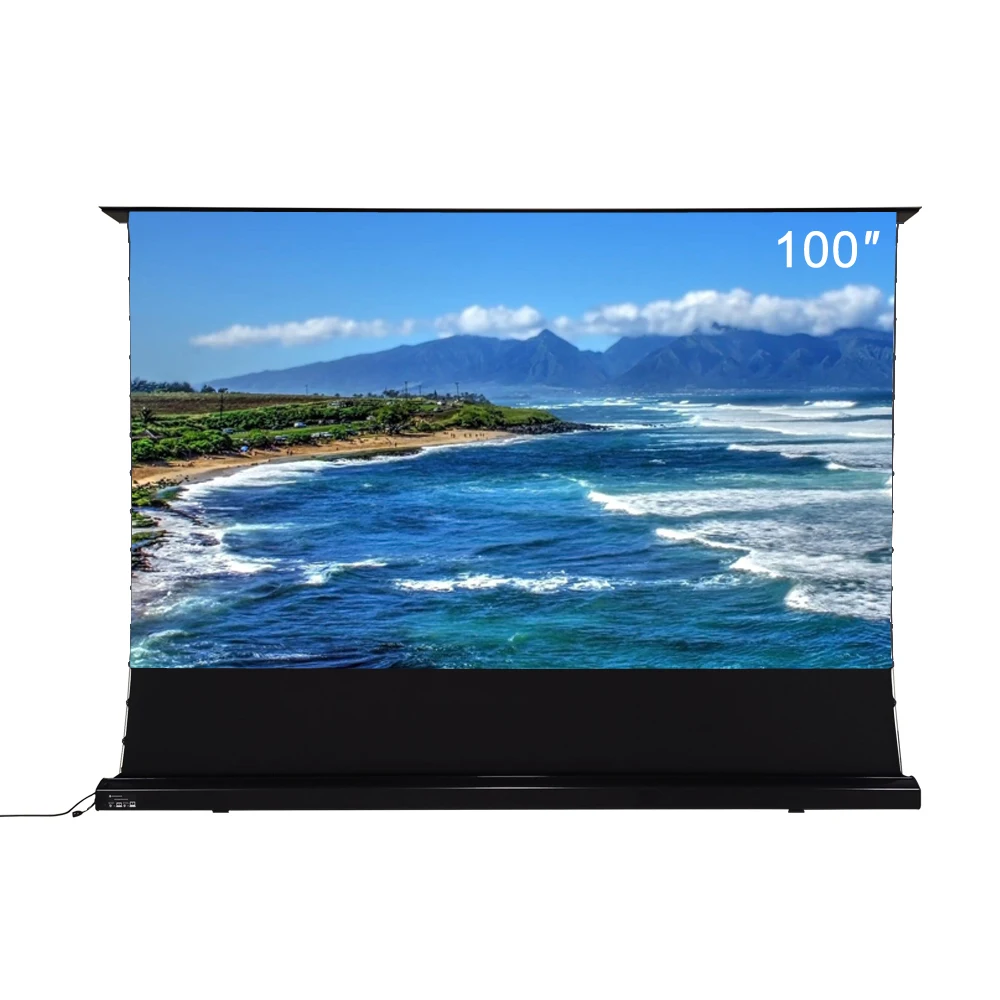 Бесплатная доставка 100 дюймовый напольный экран с электрическим язычком