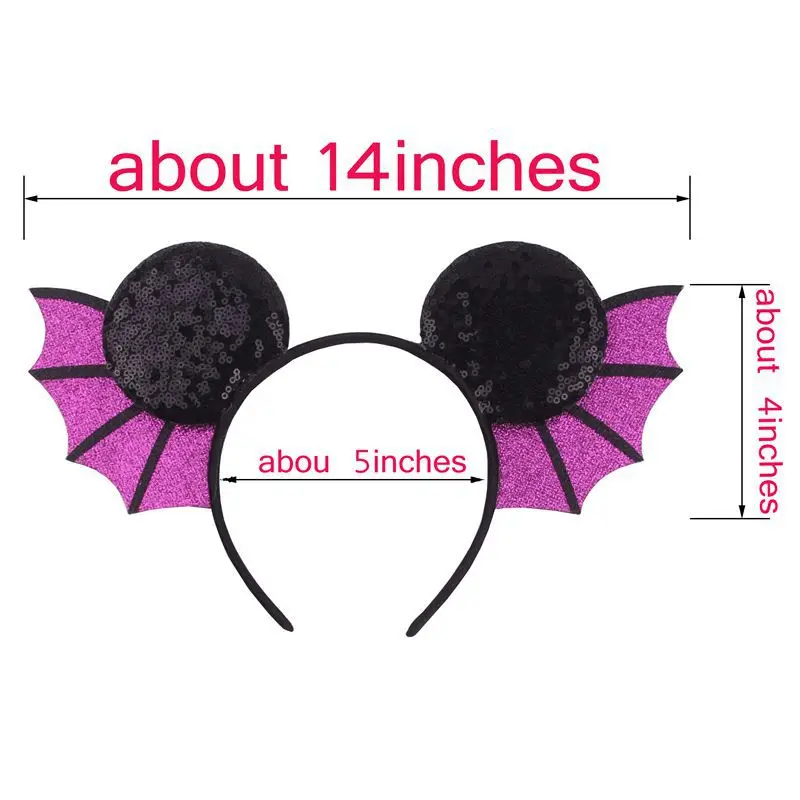 Милый 3 Минни Маус черно обручем для волос девочек на Хэллоуин крылья летучей