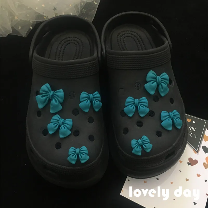 

Симпатичные аксессуары «сделай сам» с бантом, милая крокса, разноцветные шармы-бантики для обуви, дизайнерские Элегантные модные украшения...