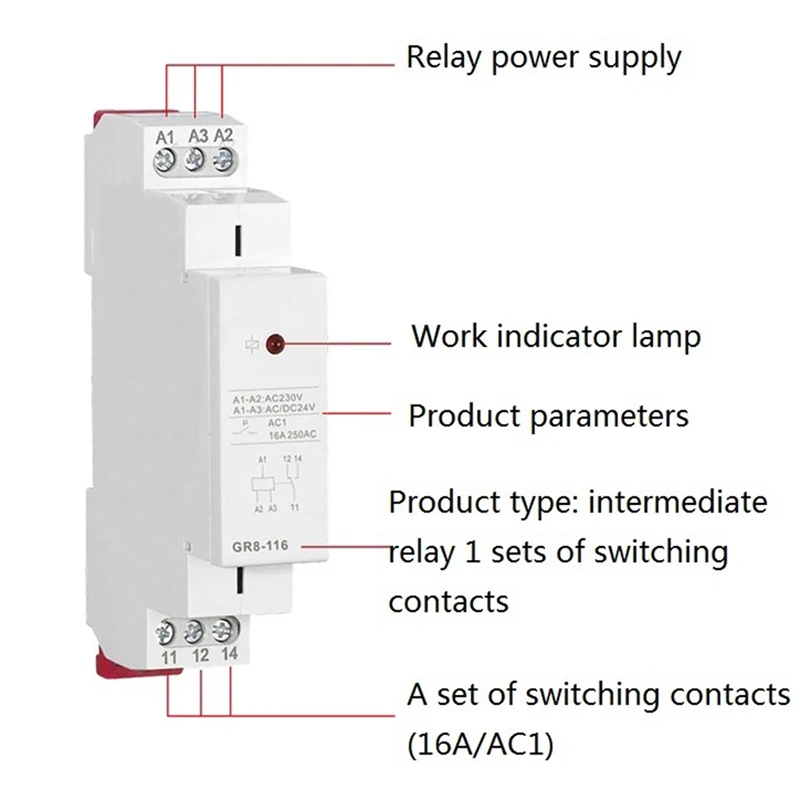 Intermediate Relay Auxiliary GR8-116 AC230V/AD24V | Электроника