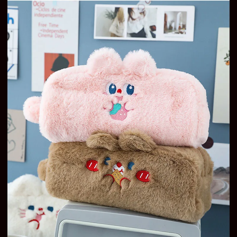 

Cute Plush Pencil Pouch Pen Bag For Girls Kawaii Stationery Large Capacity Case Box Cosmetic Storage