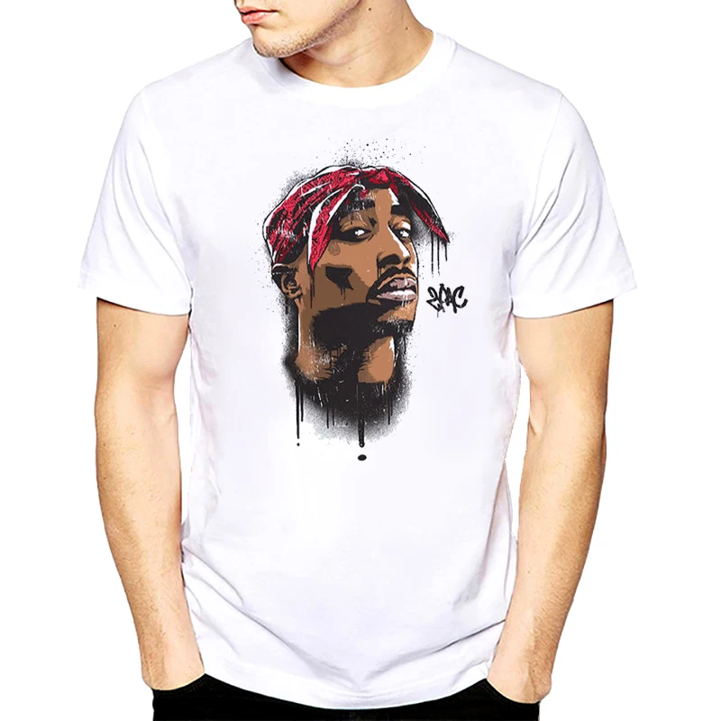 2019 Для мужчин печати Тупак 2pac Футболка короткий рукав с круглым вырезом для
