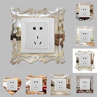 2021 new creative mirror style switch cover protection wall sticke decorative stickers square wall mural socket home decorations