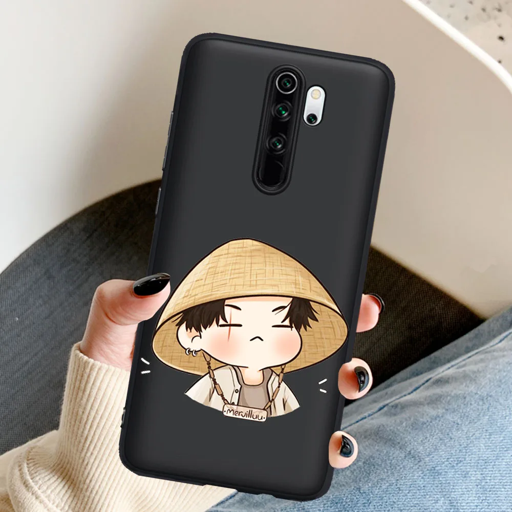 agust d suga king cute kpop cartoon black silicone phone case for xiaomi mi9tpro redmi note 5 7 8 8t 9 9s 10 k20 pro coque funda free global shipping