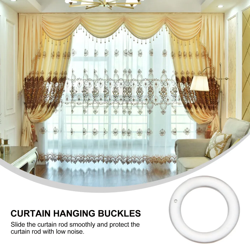 

100pcs Curtain Rings Plastic Curtain Buckle Circle Home Curtain Decoration
