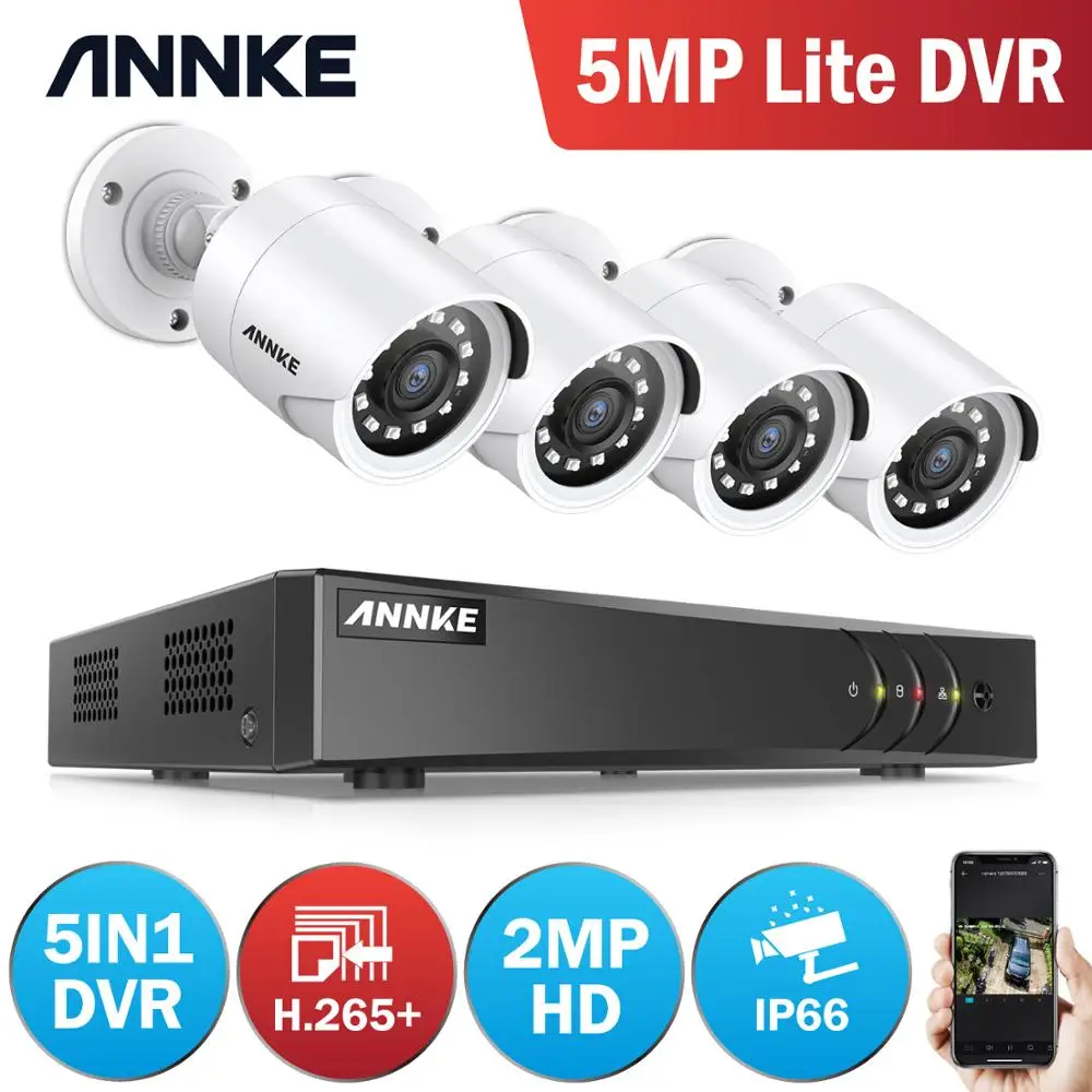 Камера видеонаблюдения ANNKE H.265 + 5 МП погодозащищенная 8 каналов 2 FHD 4 уличных