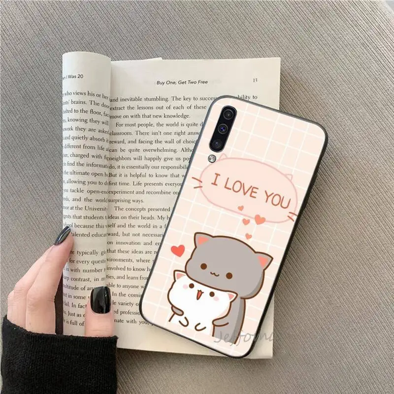 

Jemy Peach Cat Cartoon cute lovely Phone Case For Samsung galaxy S 7 8 9 10 20 edge A 6 10 20 30 50 51 70 note 10 plus
