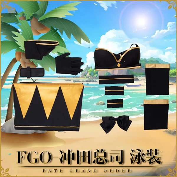 

Pre-sale Fate/Grand Order FGO Okita Souji black Sexy swimsuit Halloween Bikini for woman