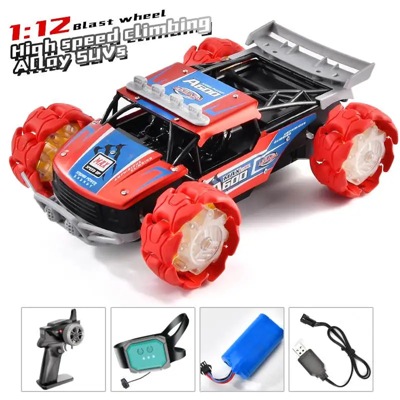 Coche todoterreno teledirigido RC 4WD, escala 1:12, 2,4G, rueda explosiva de alta velocidad, Control de pistola &uacute;nica/Dual, aleaci&oacute;n, RTR, modelos de veh&iacute;culos, juguetes para ni&ntilde;os-5