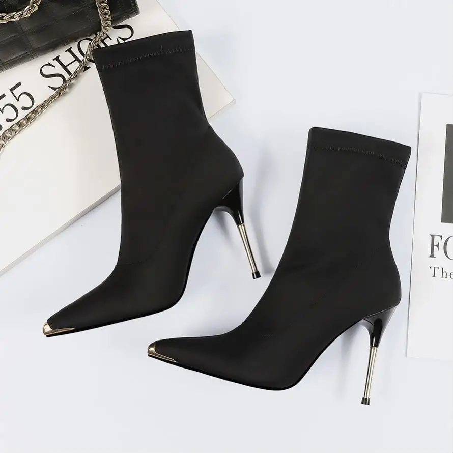 EOEODOIT женские ботинки высокие каблуки-шпильки с металлическим носком острым