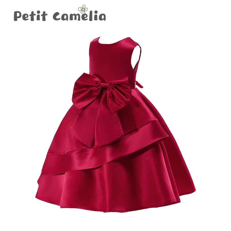 Летнее платье для маленьких девочек Повседневное принцессы с бантом и поясом без