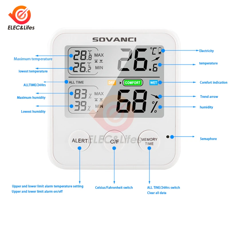 lcd electronic digital temperature humidity meter thermometer hygrometer indoor outdoor weather station for living room bedroom free global shipping