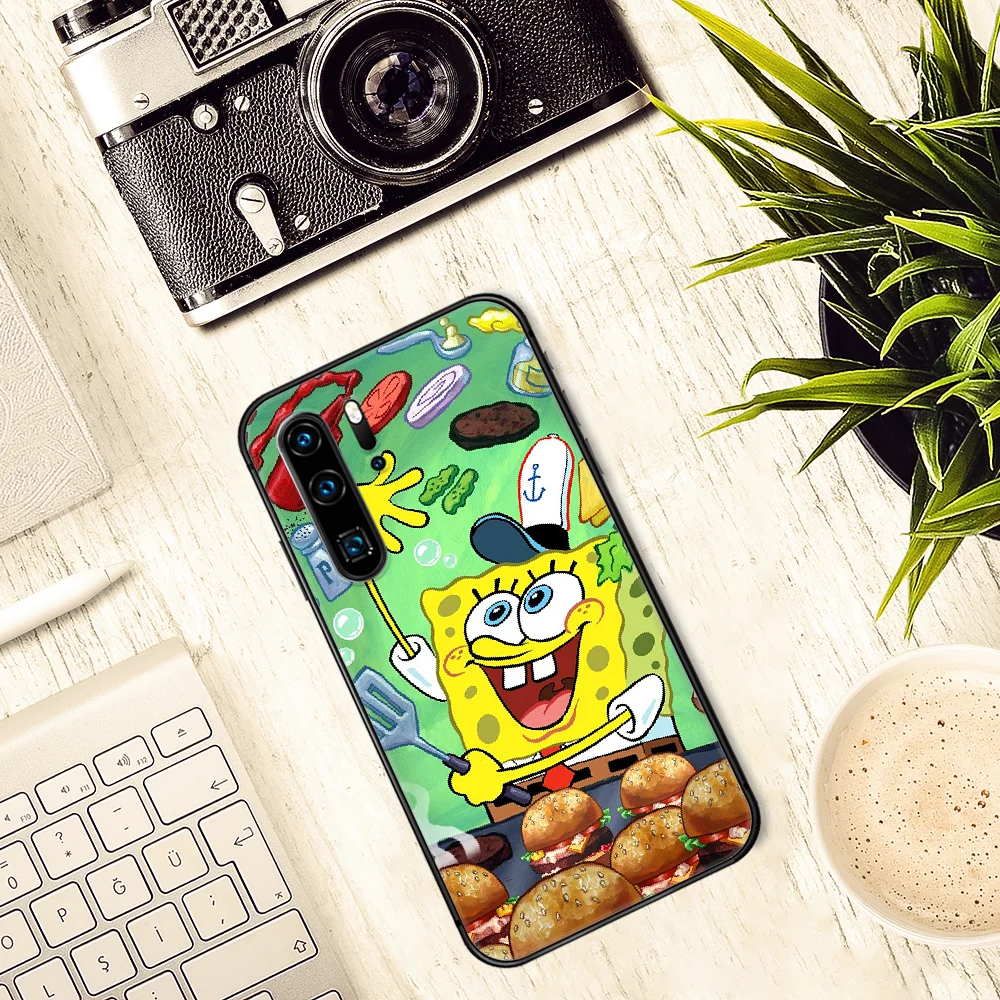

SpongeBobs cute Cartoon Phone Case For Huawei P Mate 10 20 30 40 Lite Pro smart Z 2019 nova 5t black Back Tpu Hoesjes Trend