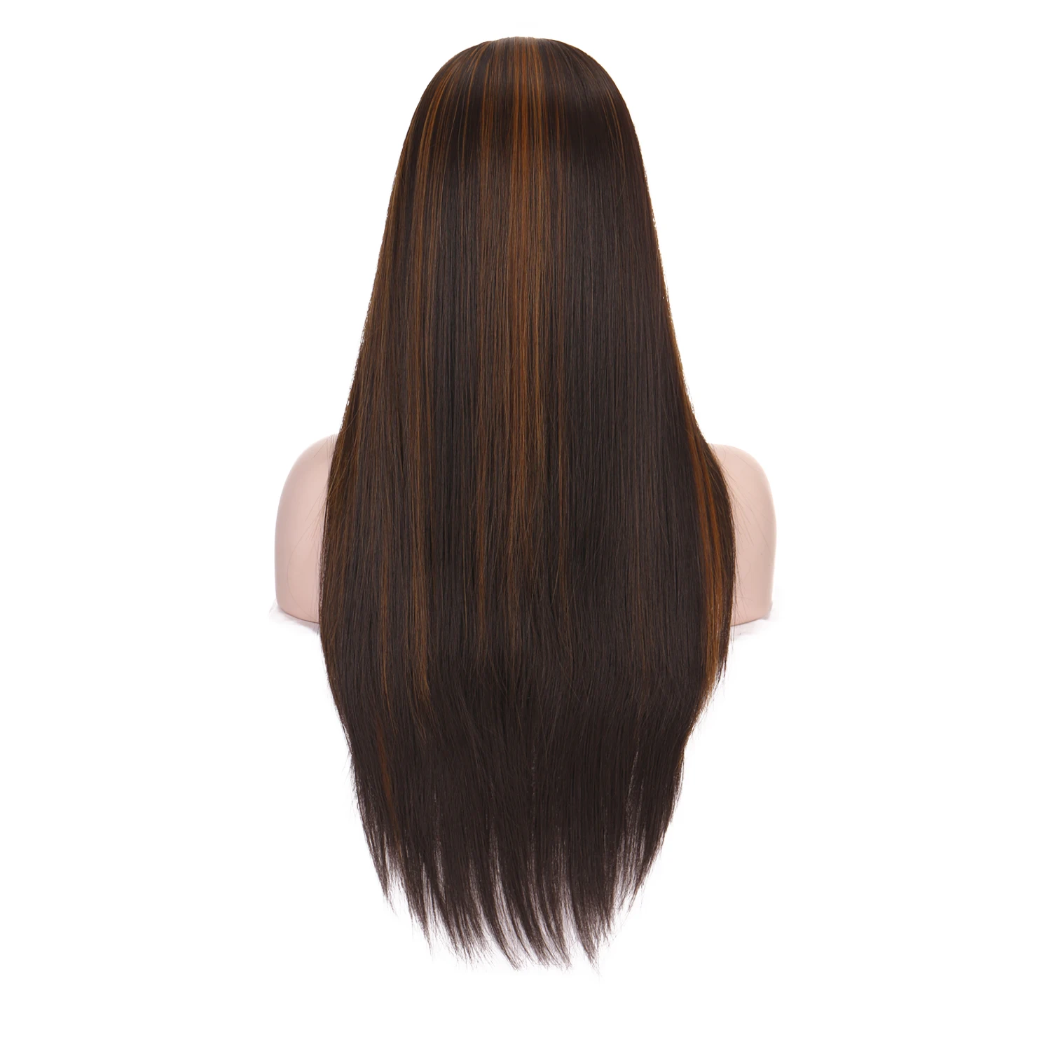 

DIFEI 70CM Long Straight Synthetic Black Headband Wigs With Velcro Natural Brown and Black Daily Machine Made Wig For Women